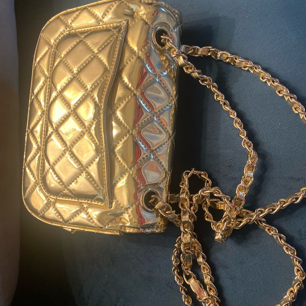 Gold Quilted CC Crossbody Shoulder Bag - Picture 12 of 12
